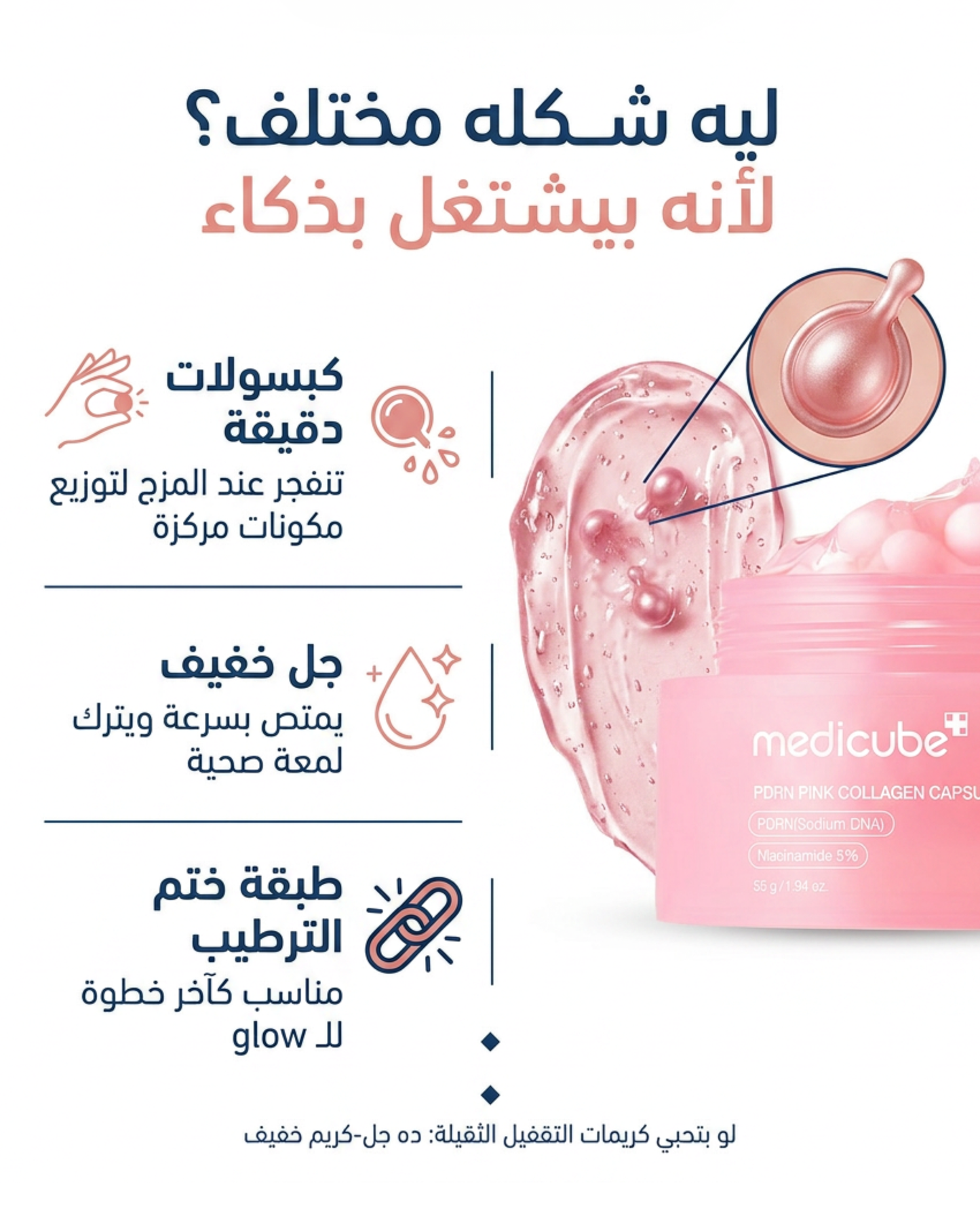 ميديكيوب كريم بينك بكبسولات الكولاجين 55 جم